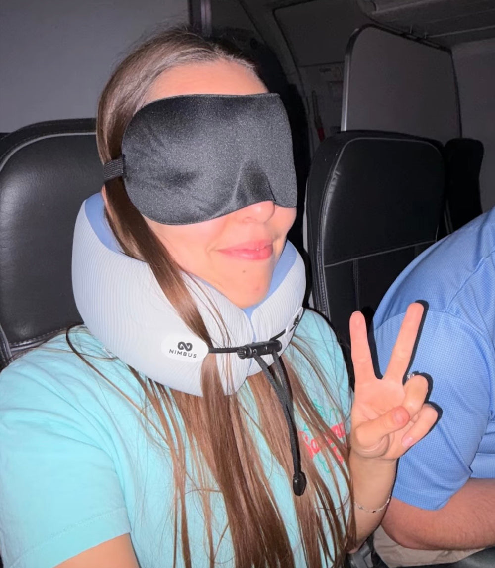 Nimbus travel pillow in use while traveling