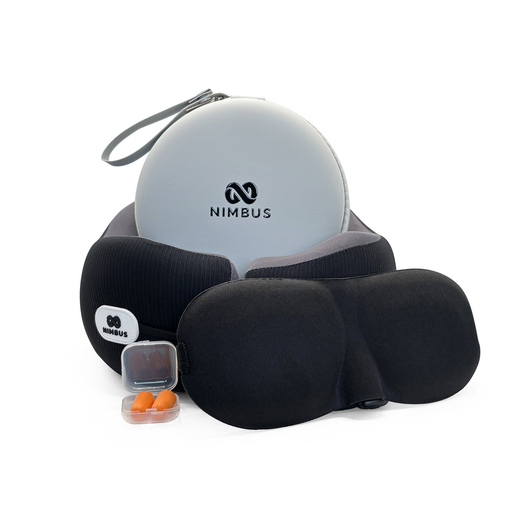 Nimbus travel pillow set with sleep mask and earplugs